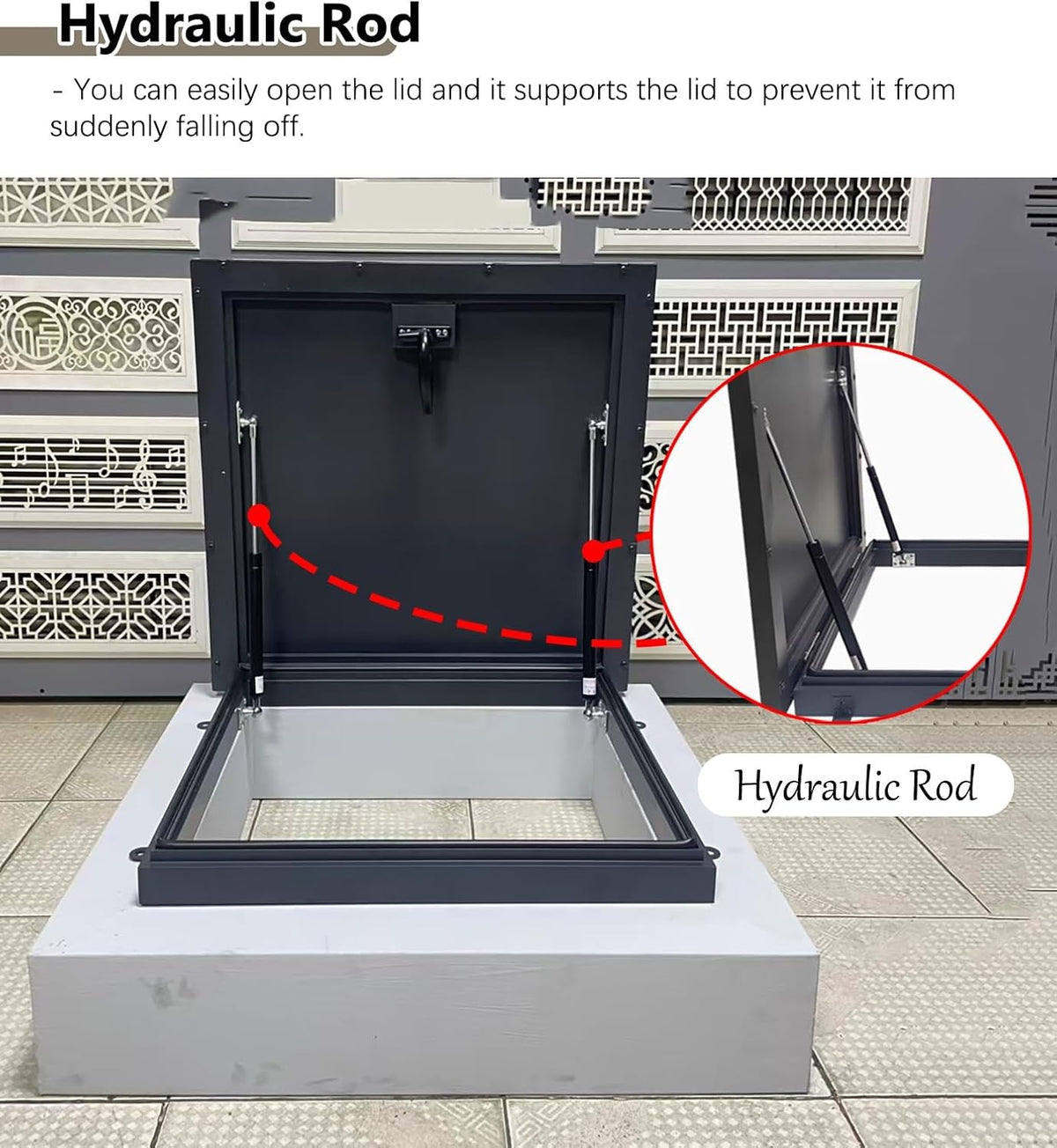 Roof Hatch Metal Roof Vent Escape Hatch Door, Door Skylight with Rotation Lock Handle, Rooftop Access Hatch Length 19.7-39.4 in, Exterior Doors for Home(60x50cm-23.6x19.7)