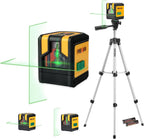 PREXISO Laser Level with Tripod, 100Ft Dual Modules Cross Line Laser Level