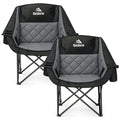 2 Pack Oversized Camping Chairs for Adults, Support 450 lb Each, Black