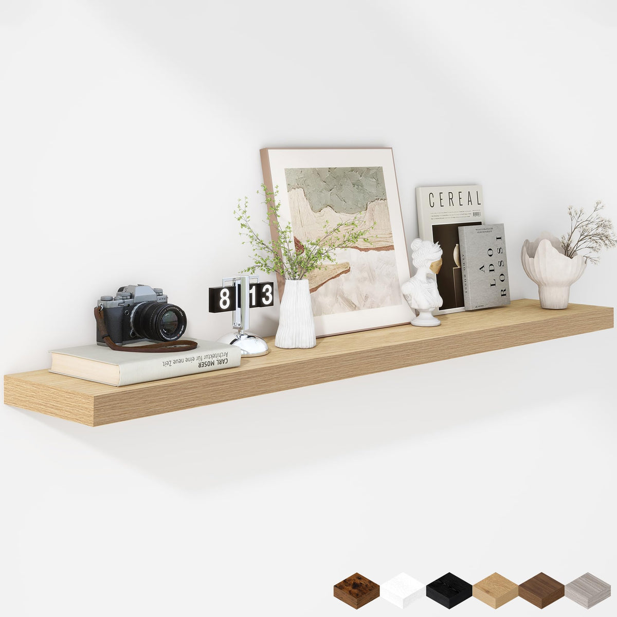 Fun Memories Floating Shelves - 2 Pack 12 Inch Rustic Wooden Wall Shelves - Extra Deeper & Thicker Wall Mounted Storage Shelf for Living Room, Kitchen, Farmhouse - 36" W x 12" D x 1.8" H - Brown