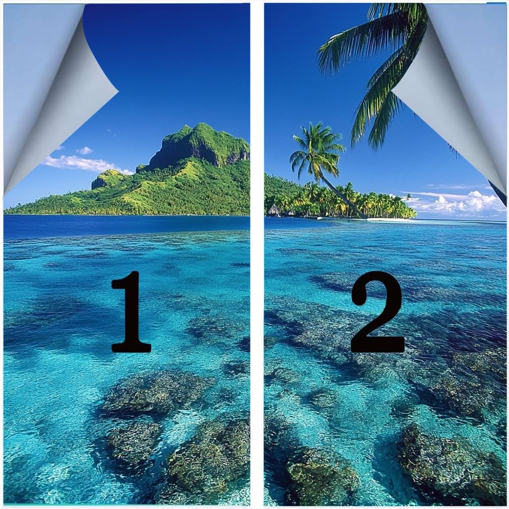Mystic Ocean Stained Glass Window Film 31.5Wx55.1L inch x 2pcs