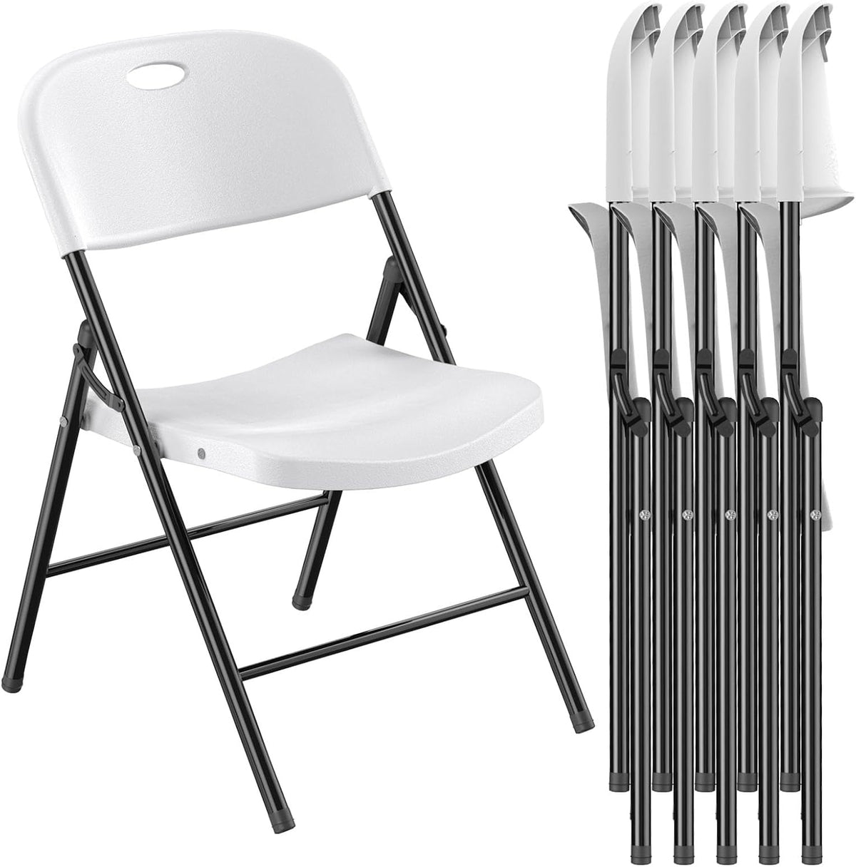 Nazhura 350 Weight Limit Heavy Duty Plastic Folding Chair with Reinforced Steel Frame for Indoor and Outdoor, Wedding, Party, Restaurant, Meeting Room, Patio and Garden