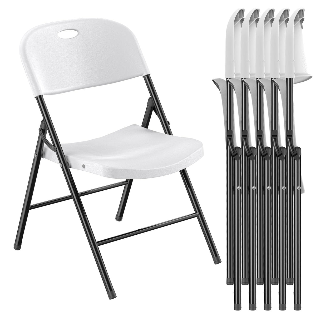 Nazhura 350 Weight Limit Heavy Duty Plastic Folding Chair with Reinforced Steel Frame for Indoor and Outdoor, Wedding, Party, Restaurant, Meeting Room, Patio and Garden