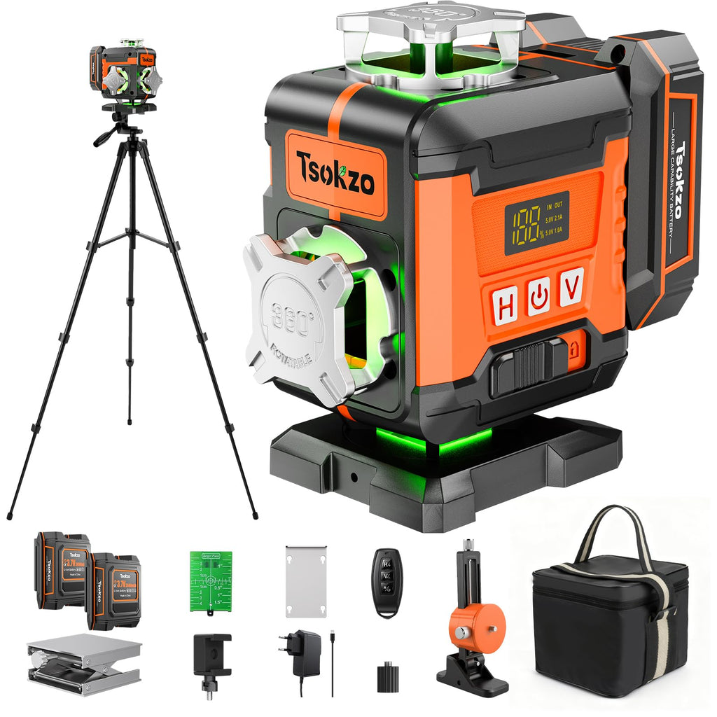 16 Lines Laser Level with Tripod, 4 X 360° Self Leveling for Construction