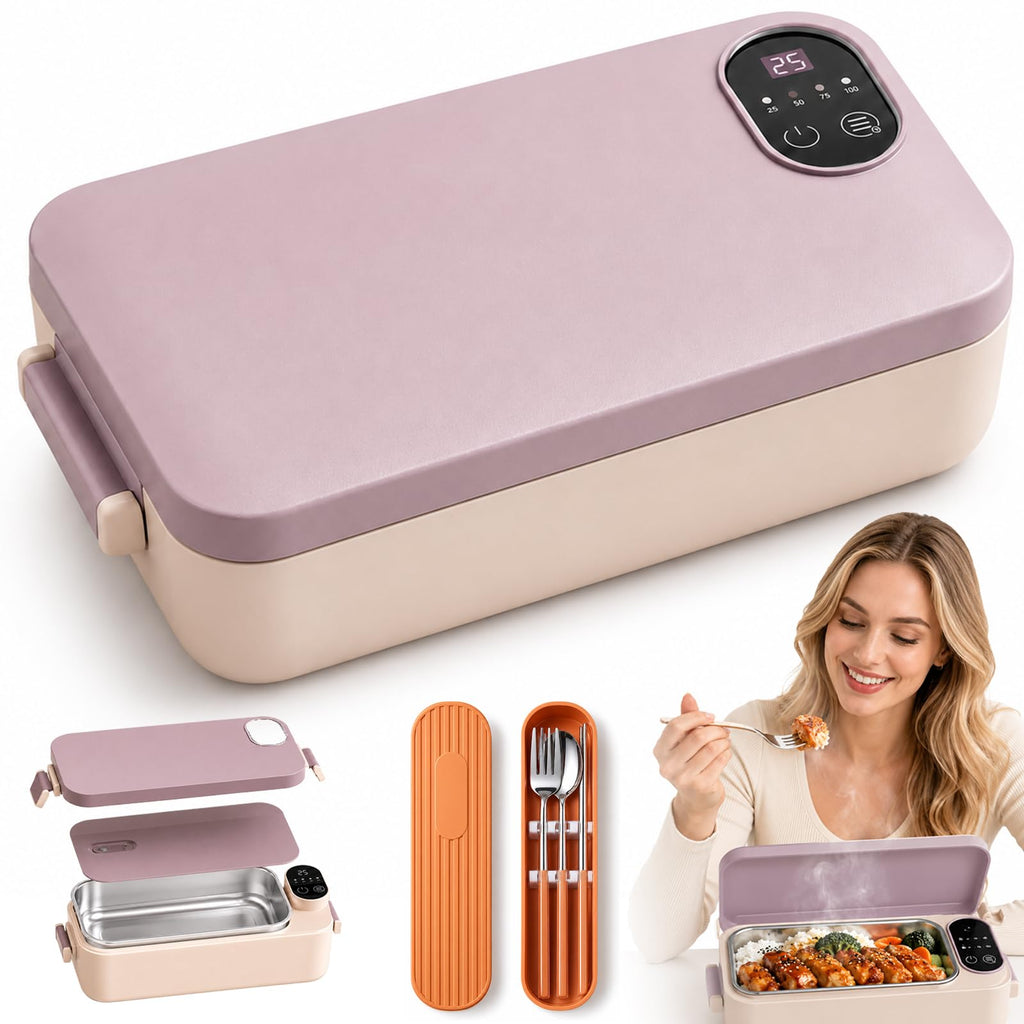 Portable Electric Lunch Box with Self-Heating, 304 SS (Mix, Rechargeable*2)