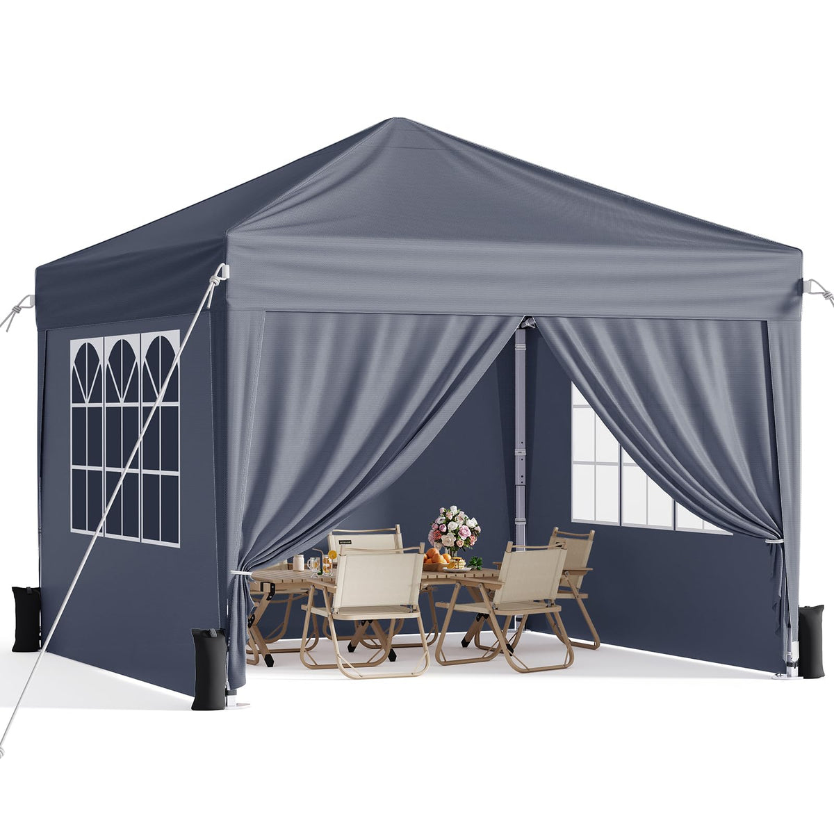 10x10 Pop Up Canopy Tent with Sidewalls, Portable Shelter,White