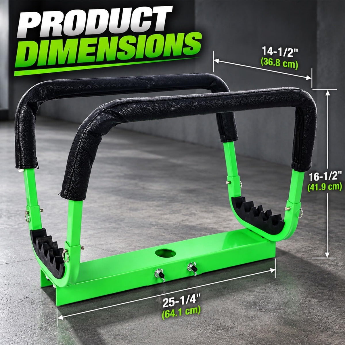 Car Door Hanger for Floor Jack, Adjustable Steel Vehicle Door Removal Tool, Padded Auto Body Support Stand Compatible with Jack Saddles for Car Door Installation Storage and Garage Repair,Green