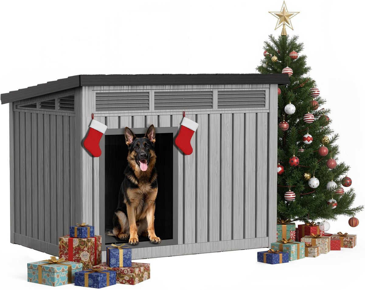 DRATO Large Dog House Outdoor for Indoor, Gray, 42.87 * 32.95 * 31.61 in