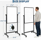 Double-Sided Magnetic Dry Erase Rolling Whiteboard on Wheels