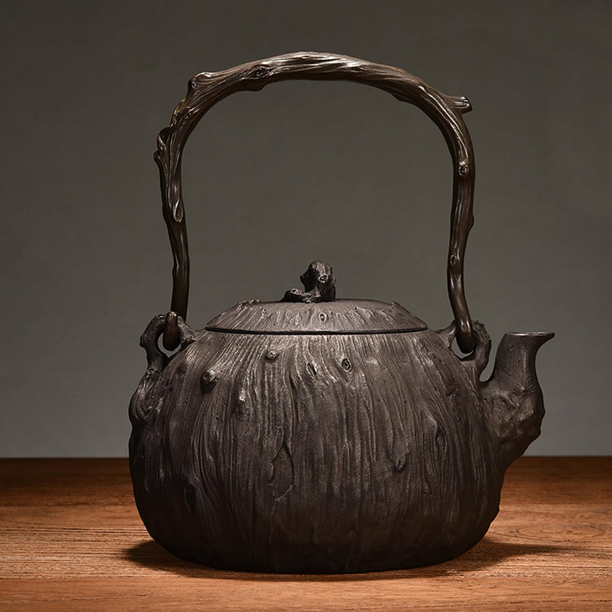 Cast Iron Teapot, Stovetop Safe Tea Kettle With handle, Asian Style Handmade Tea Pot For Home Camping Outdoor Use(1.2L, BlackB)