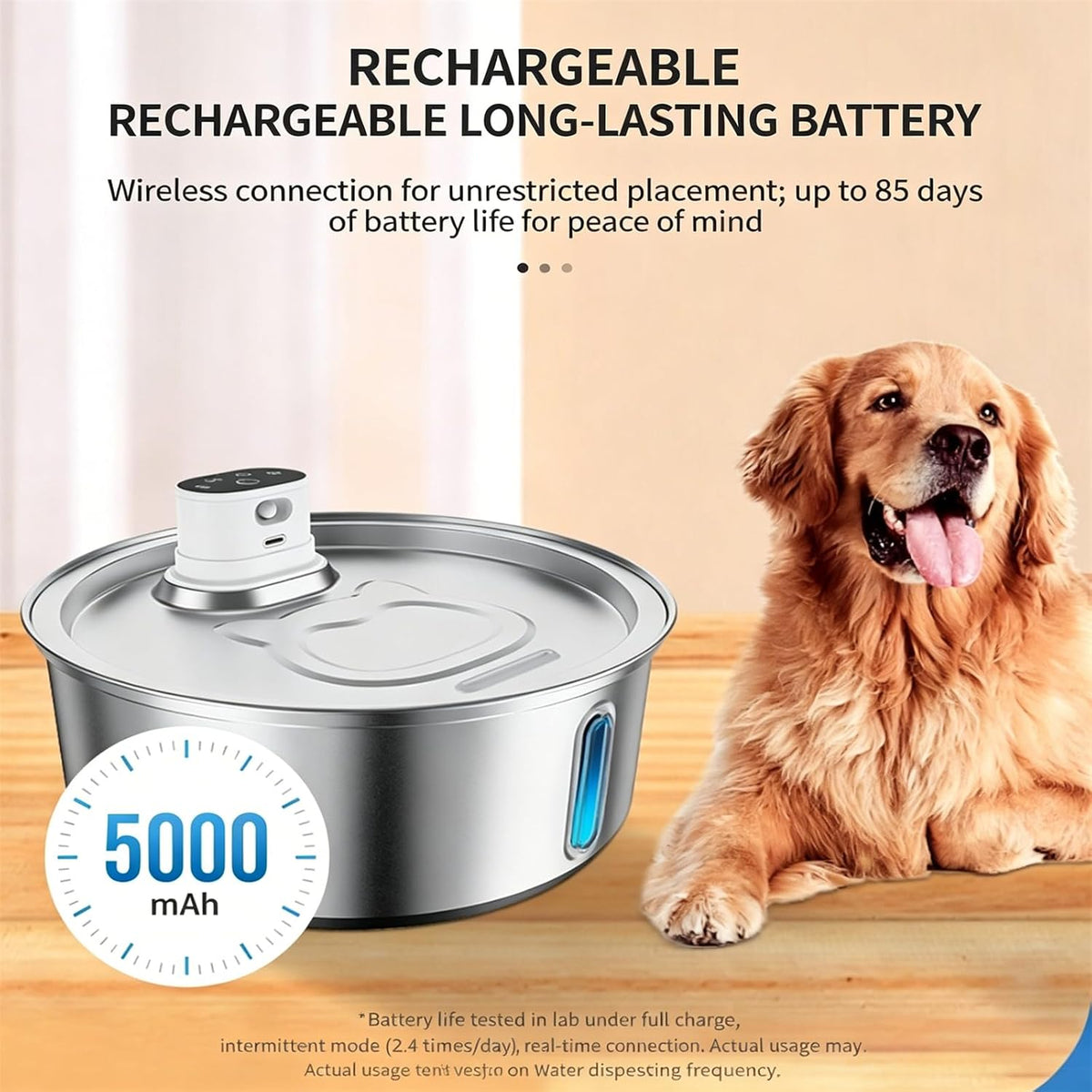 Selene Dog Water Fountain, Pet Water Fountain Stainless Steel, Large-Capacity Smart Cat Water Fountain with Sensor