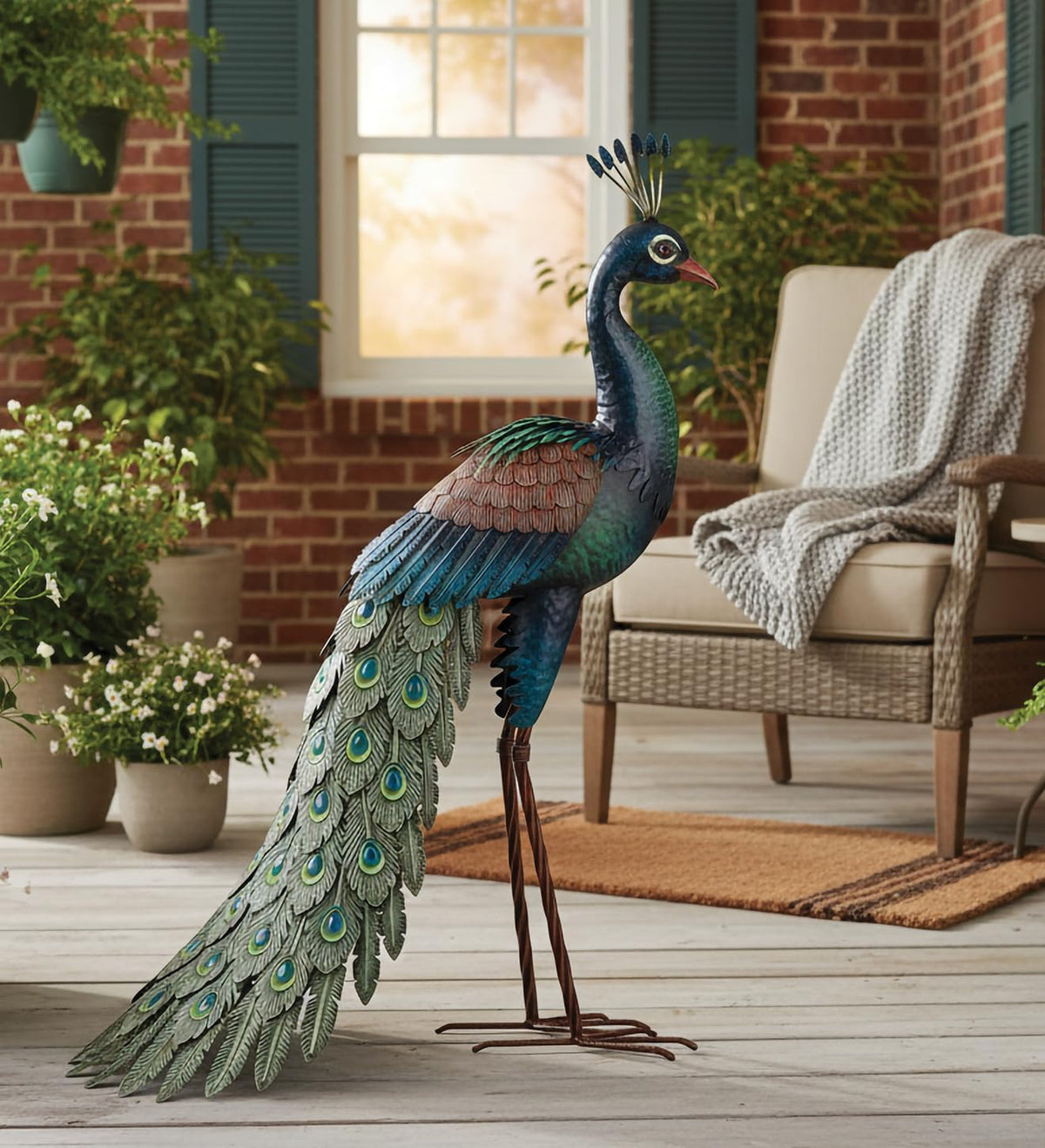 Regal Art & Gift Peacock Outdoor Statue, Decorative Garden Sculpture, Unique Metal Outdoor Figurine, Lawn Ornament Statue for Garden, Outdoor Sculpture for Yard, Wings Open, 25.25'L x9.75'W x 24.75'H