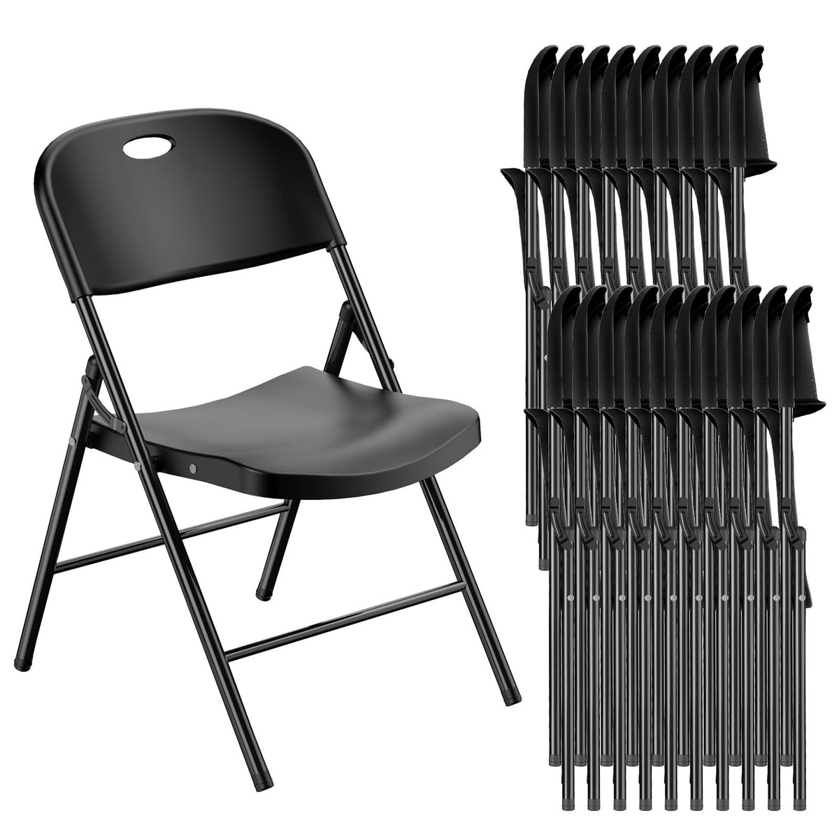 Nazhura 350 Weight Limit Heavy Duty Plastic Folding Chair with Reinforced Steel Frame for Indoor and Outdoor, Wedding, Party, Restaurant, Meeting Room, Patio and Garden