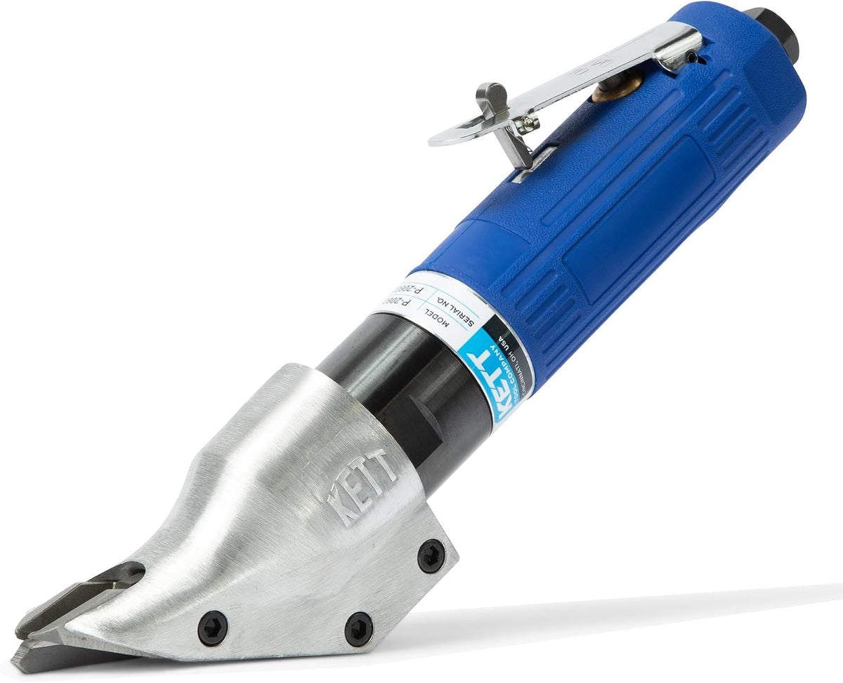 Kett P-2042 Pneumatic Straight Handle Sheet Metal Shear – 16 Gauge Steel Capacity, Variable Speed Air Tool for Steel & Stainless Metal Cutting