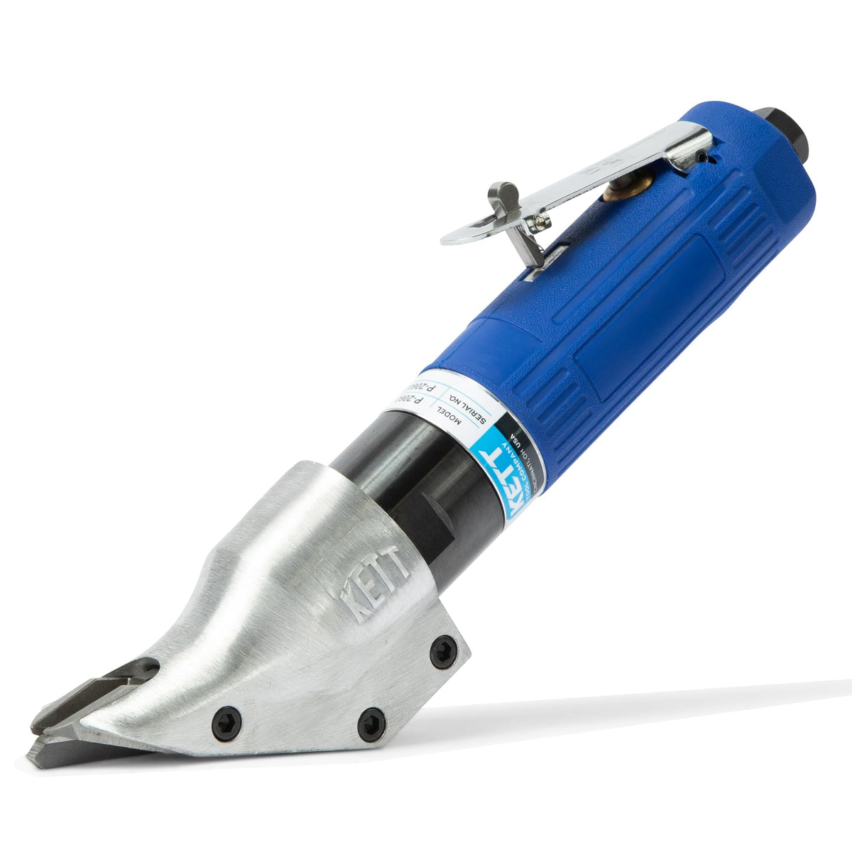 Kett P-2042 Pneumatic Straight Handle Sheet Metal Shear – 16 Gauge Steel Capacity, Variable Speed Air Tool for Steel & Stainless Metal Cutting