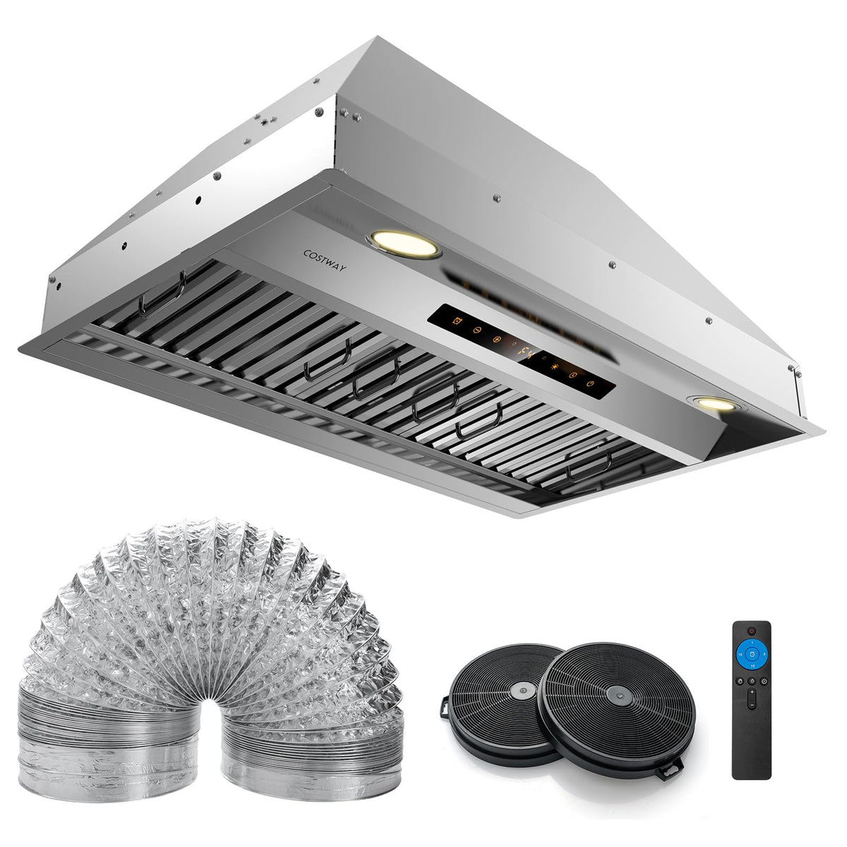 COSTWAY 30'' Range Hood Insert, 900 CFM Stainless Steel Built-in Vent Hood