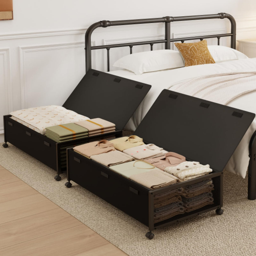 Fokyfok 2Pack Under Bed Storage Containers,16 inch Height,31 inch Long