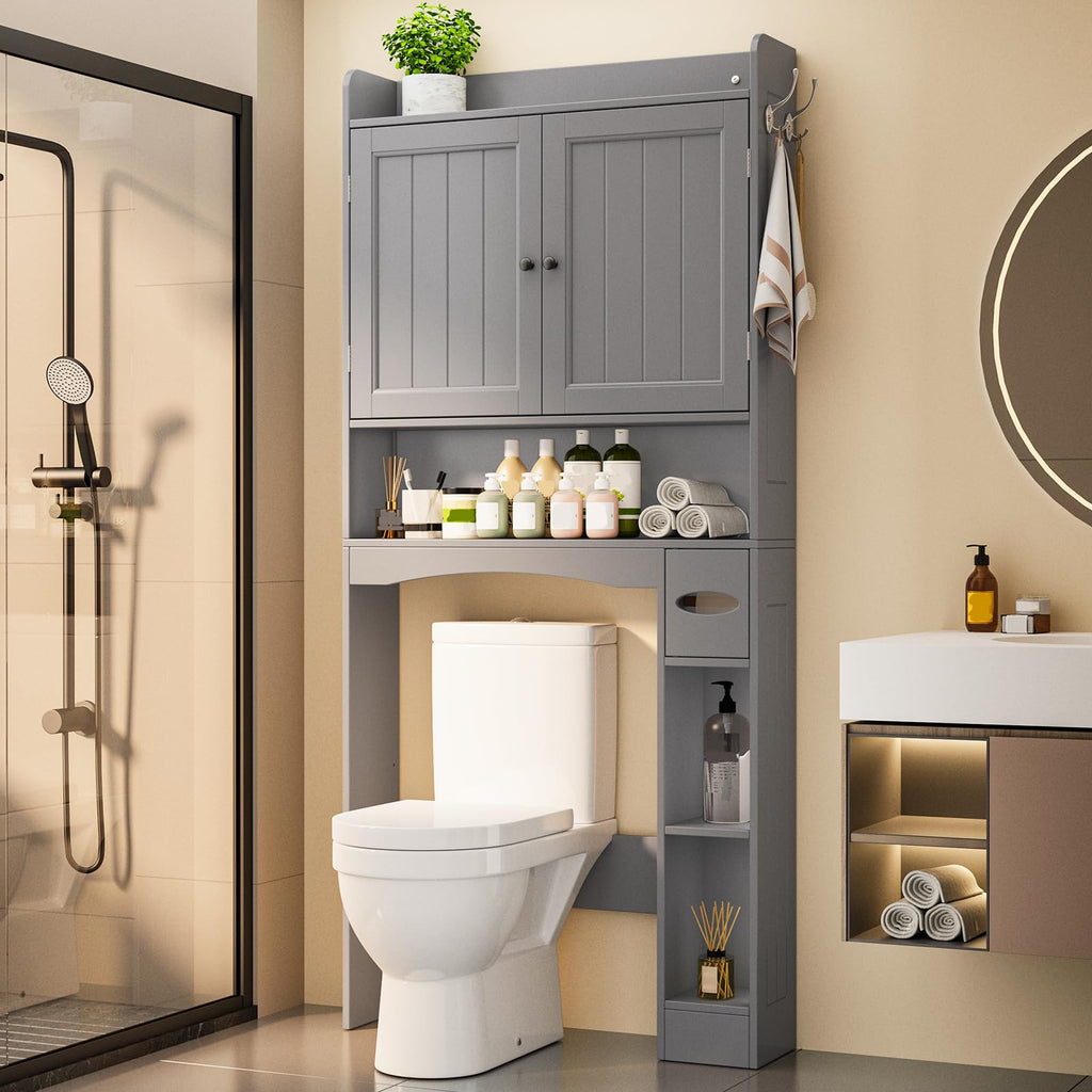 Ahomly Over The Toilet Storage Cabinet, 29.9" W x 70.3" H, White