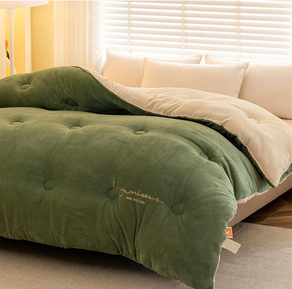 Thickened Super Soft Winter Quilt,Lamb Cashmere Warm Quilt Core, Milk Velvet Double Fabric,Breathable Warmth Fluffy Velvet Blanket for Cold Weather(Color4,200x230cm(4KG))