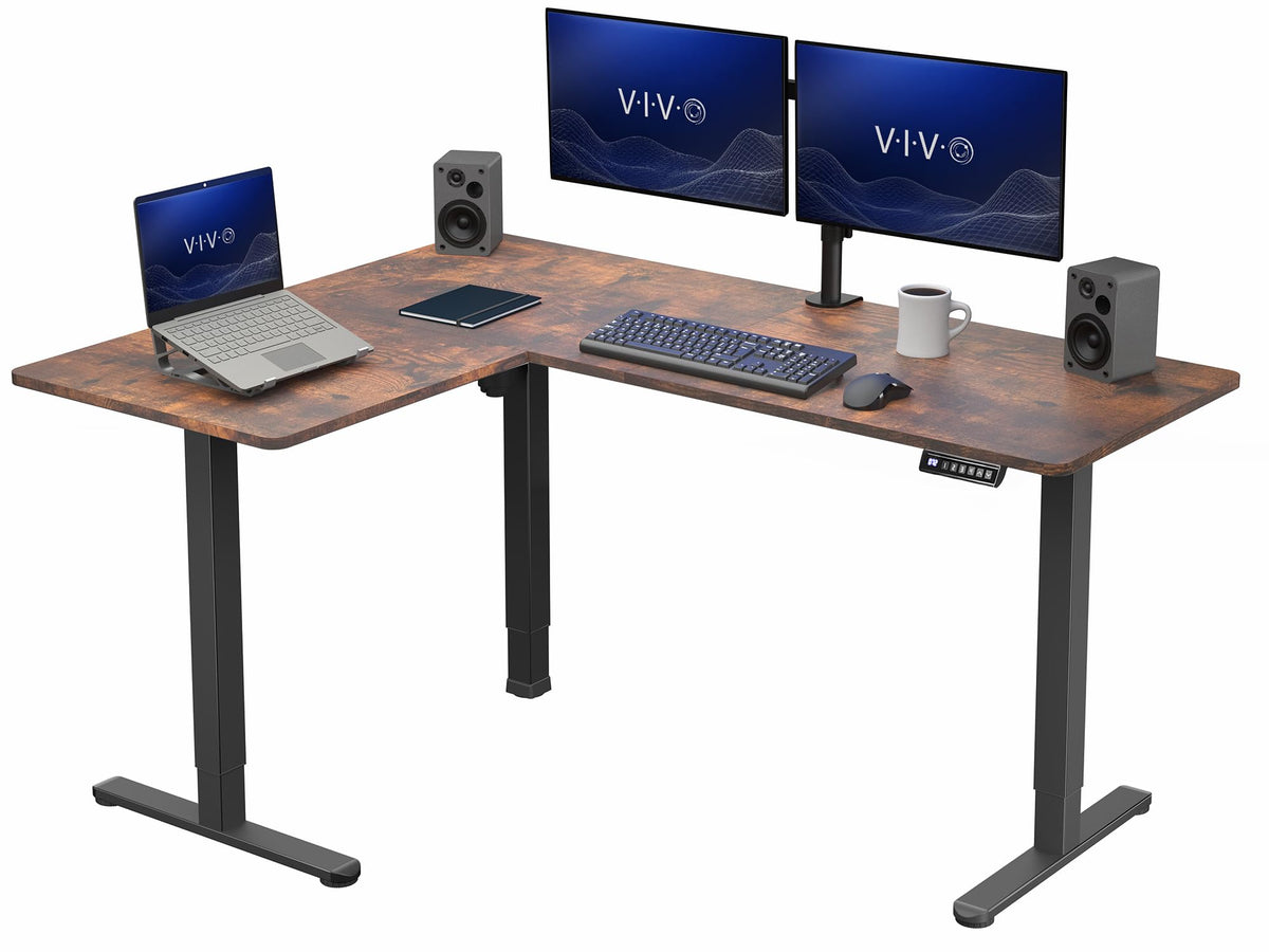 VIVO Black 63 x 55 in Corner Standing Desk, DESK-E3CTB