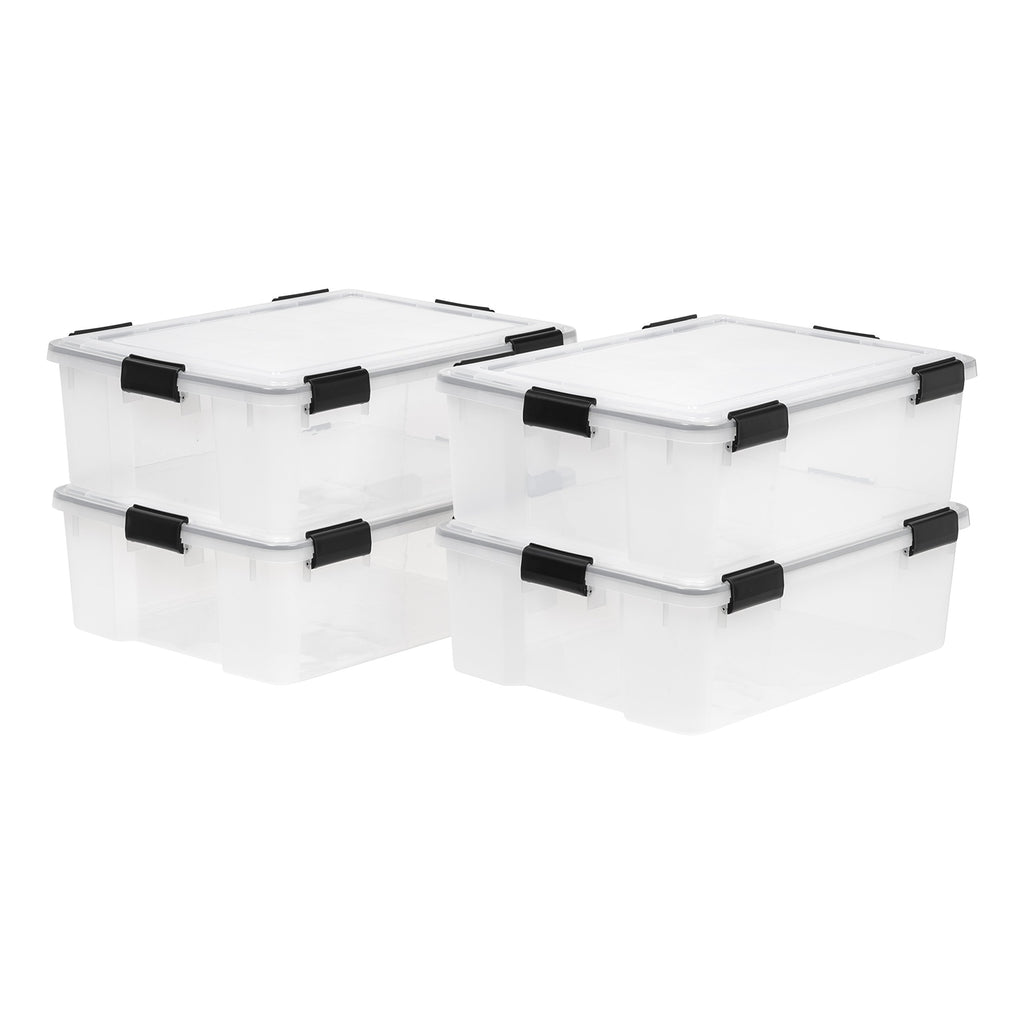 IRIS USA 6-Pack 19 Qt Storage Bins with Gasket Lids, Clear/Black