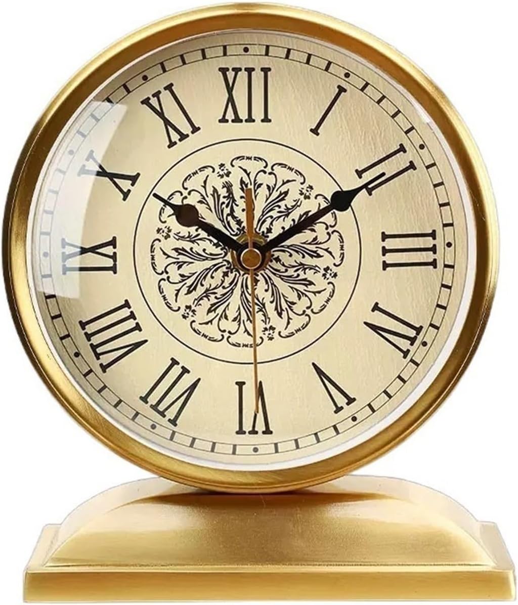 SONGCHAO Home Decor Living Room Table Clock Decoration Nordic Living Room Decoration Clock Copper Simple Desk Clock Alarm Clocks for Bedrooms(B)