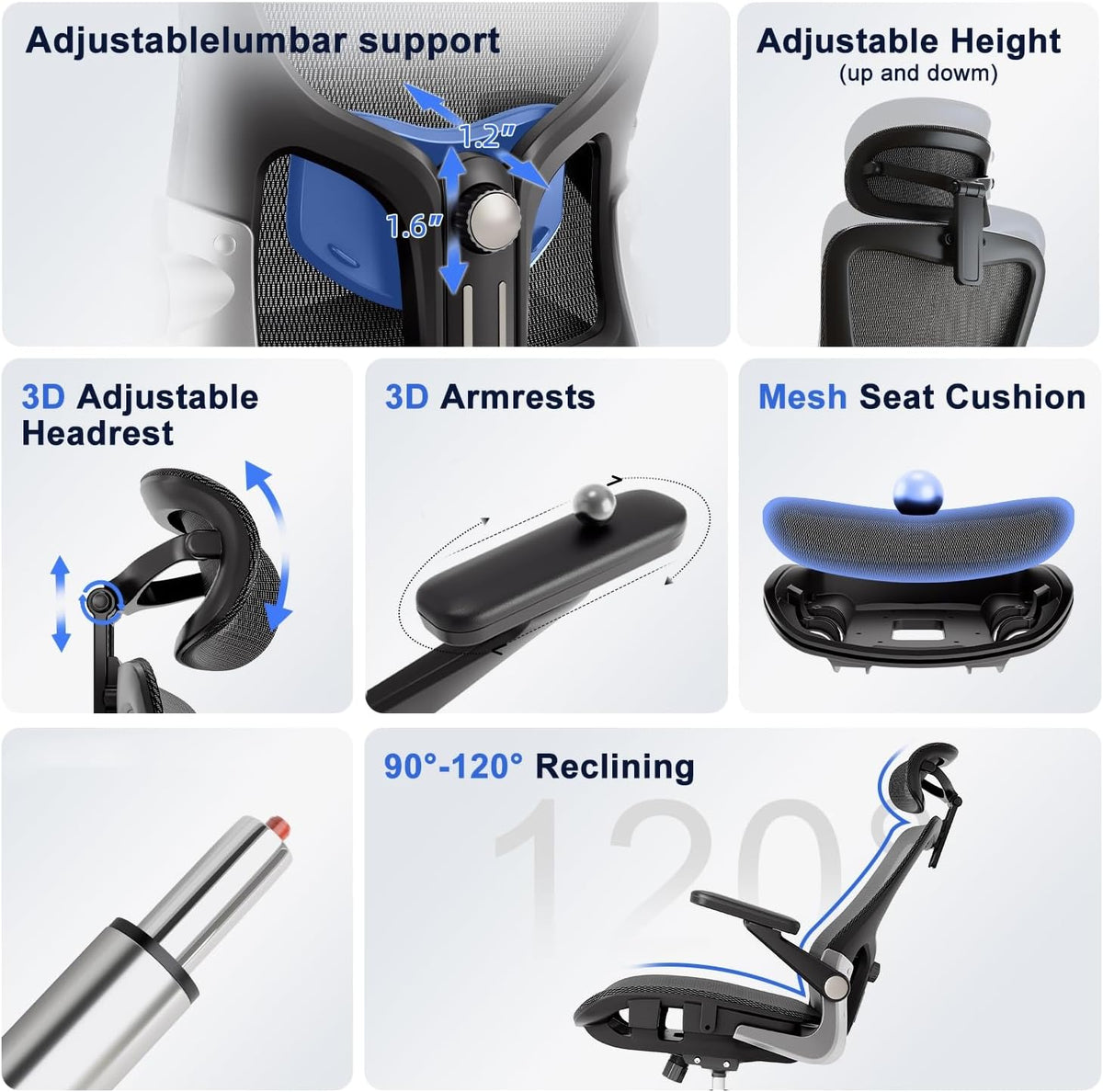 marrap Ergonomic Office Chair, Adjustable Lumbar Support