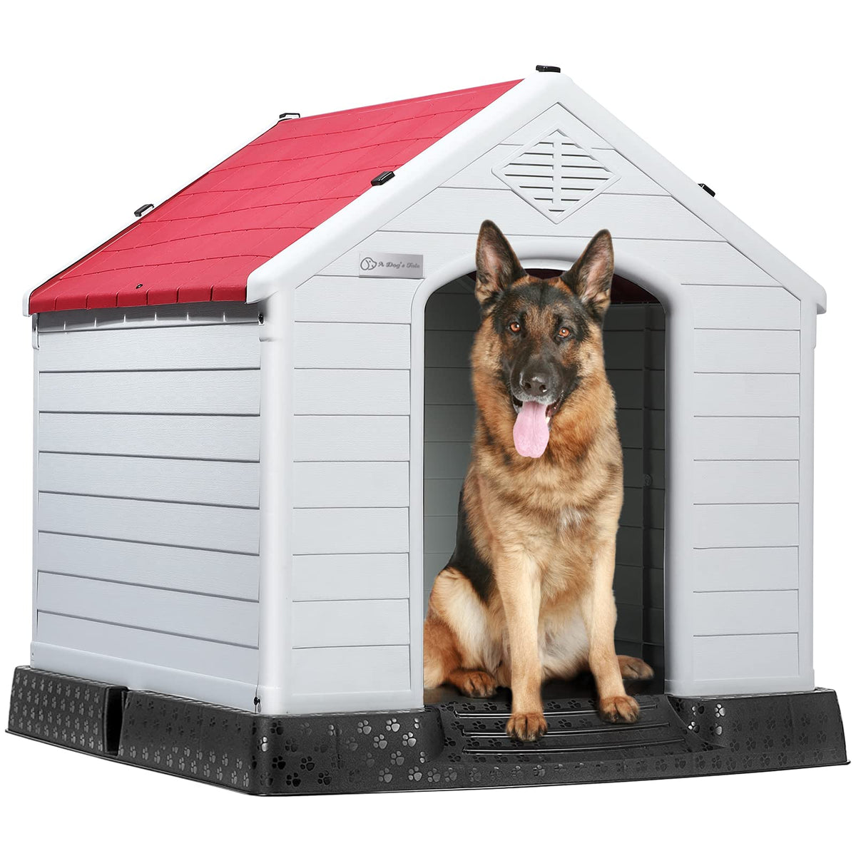 LEMBERI Large Dog House, Indoor/Outdoor, Gray 38.8" L x 35" W x 37.4" H
