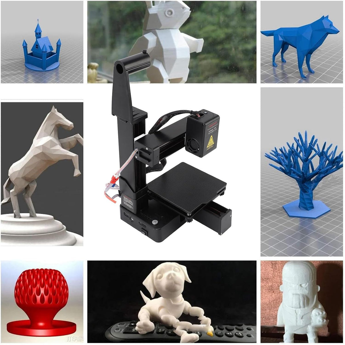 Small 3D Printer with Removable Magnetic Platform, Open Frame, 230°C Direct Extruder, XY All Metal Structure, for Wins 7 8 10, Print Size 100x100x100mm (US)
