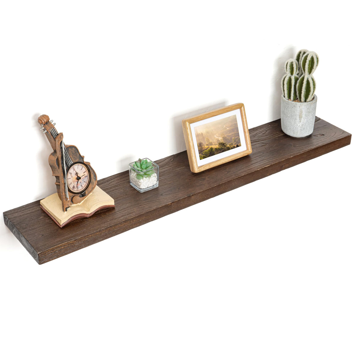 Floating Shelves for Wall, Solid Elm Wood Shelves, 24in Set of 2, Natural