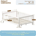 EXPERLAM Full Montessori Floor Bed for Kids, Removable Rails, White