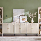 IFGET 34" Tall Modern Arched Sideboard Buffet Cabinet with Storage, Brown