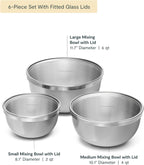 Caraway 6-Piece Stainless Steel Mixing Bowl Set with Glass Lids