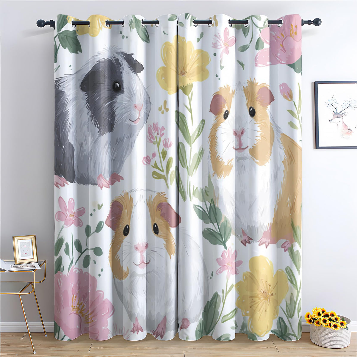 Floral Curtains 108 Inches Long 2 Panels Set, Spring Summer Flower Botanical Blackout Curtains for Bedroom, Room Darkening Thermal Insulated Grommet Drapes for Living Room, Floral Window Treatments