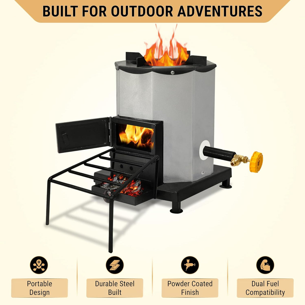 Outdoor Camping Stove, Portable Wood Burning Rocket Stove