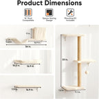 FUKUMARU Cat Wall Shelves, 4 in 1 Set, Beige