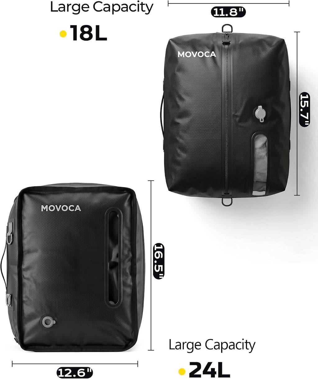 MOVOCA 3 Pack Vacuum Bags for Travel with Pump, Compression Packing Cubes