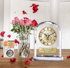 Diamond Cut Marquee Crystal Engrave Gear Clock Employee Service Gift