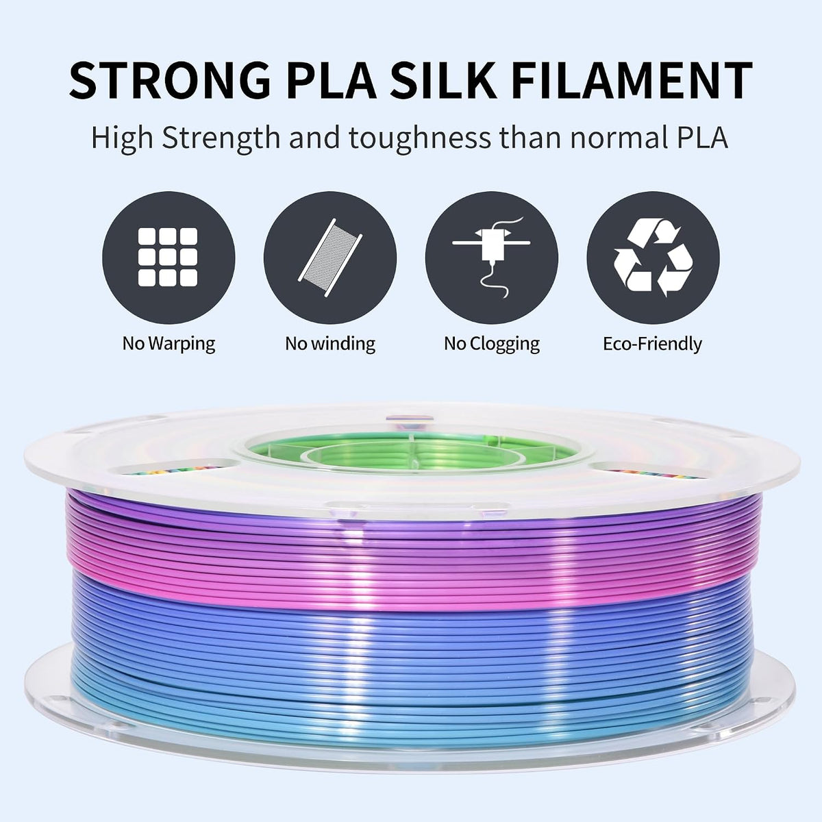 RAMBERY Silk Rainbow PLA 3D Printer Filament Bundle, 10 Colors Total 10kg, 1.75mm Multicolor Gradient 3D Printing Filament for Most FDM 3D Printers, 1KG Spool (2.2lbs) x 10 PCS
