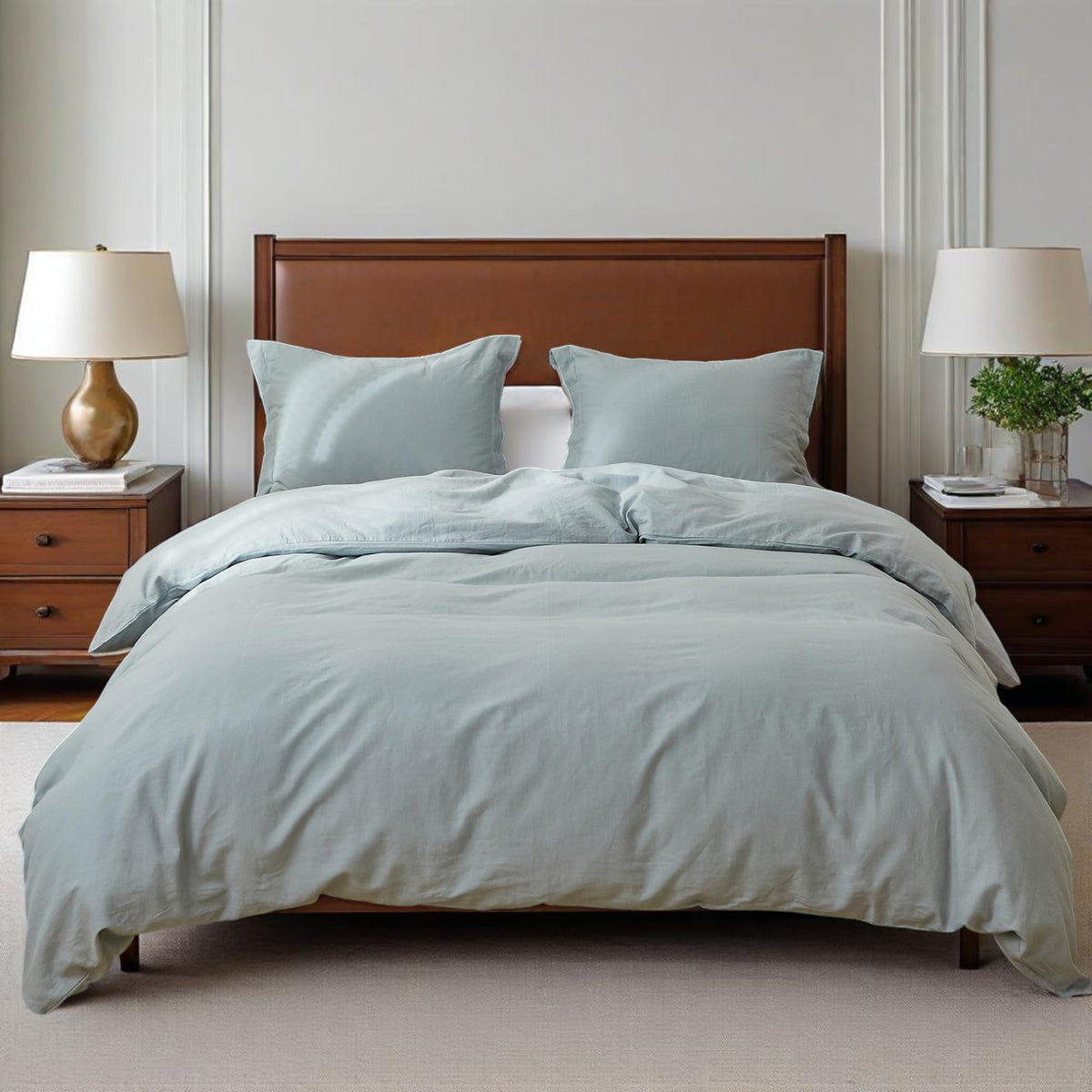 Simple&Opulence 100% Linen Duvet Cover Set, 3 PCS Natural French Flax Linen Duvet Cover King Size, Breathable Soft Comfy Linen Bedding Comforter Cover with 2 Pillowcases(Linen, 104"x92")