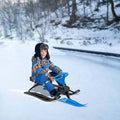 Snow Racer Sled with Steering Wheel,Portable Steerable Snow Sled with Brake