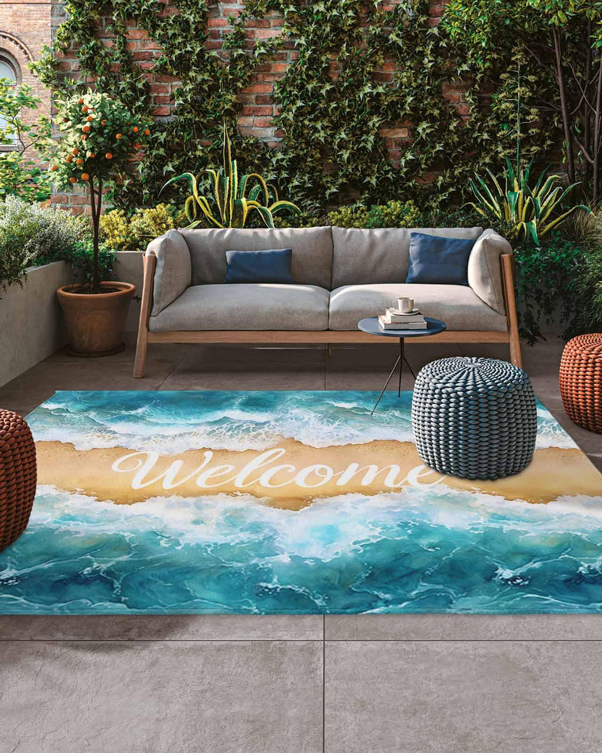 Watercolor Sunflower Outdoor Rug 5x8ft, Waterproof Indoor Outdoor Rug for Patio, Summer Plant Camping Carpet Mat Outside Area Rug for RV Picnic Beach Balcony Deck Backyard