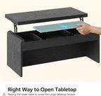 Dual Lift Top Coffee Table Set with Bench, 40 Inches, Black