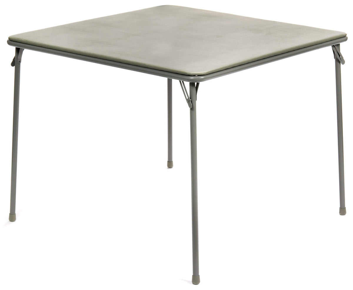 38" Square Folding Card Table - Portable, Easy-to-Store, Vinyl Upholstered, Sturdy Steel, Wheelchair Accessible - Beige