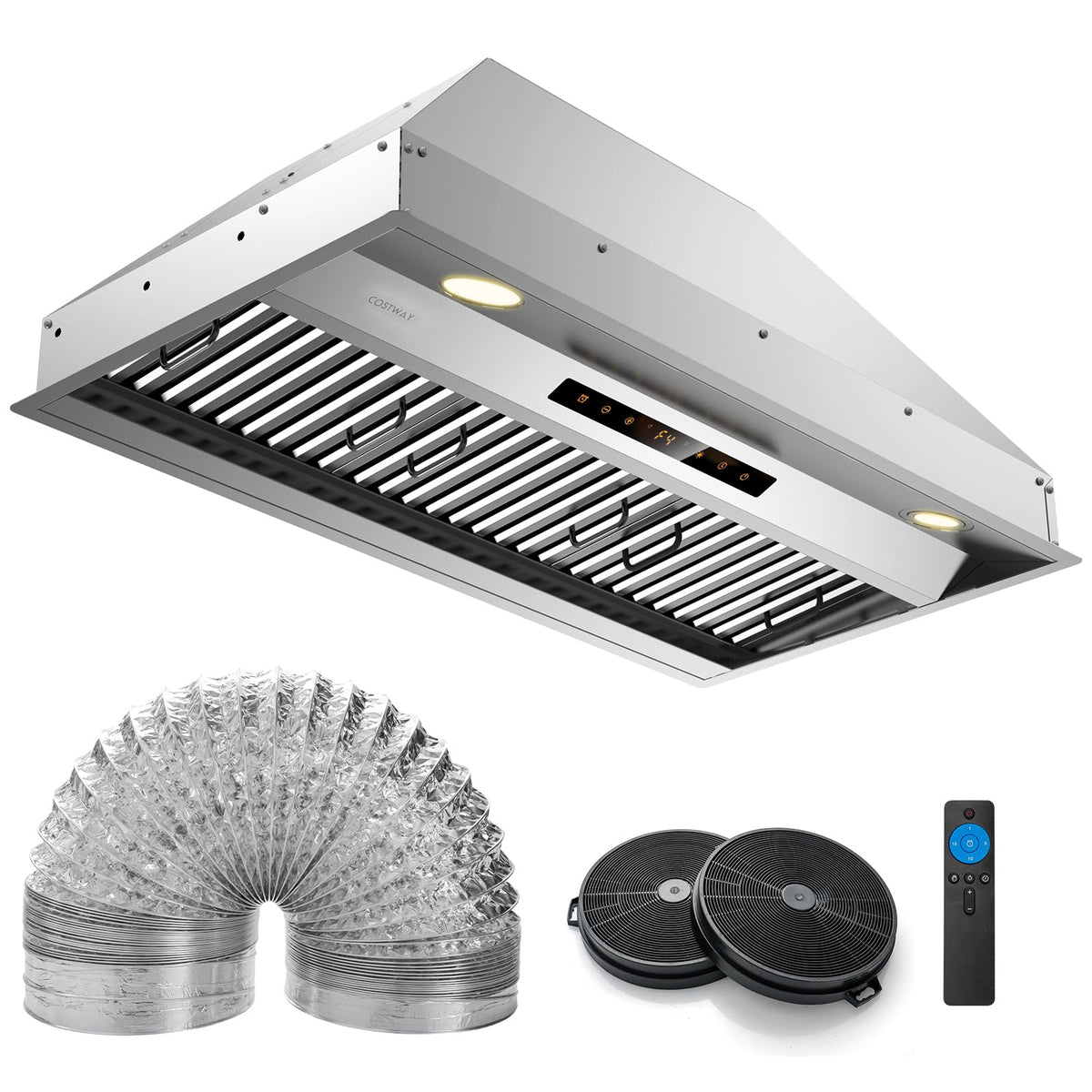 COSTWAY 30'' Range Hood Insert, 900 CFM Stainless Steel Built-in Vent Hood
