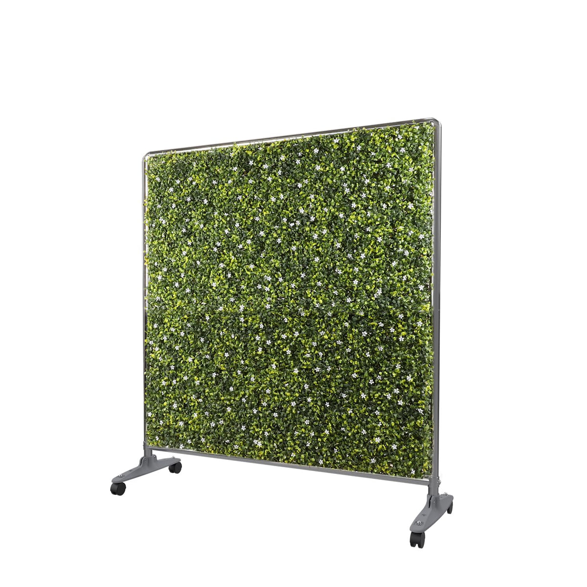 E&K H40xW60 inches Movable Privacy Hedge Fence Artificial Faux Grass Room Space Divider Boxwood Backdrops Stand Decor with Wheels