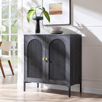 IFGET 34" Tall Modern Arched Sideboard Buffet Cabinet with Storage, Brown