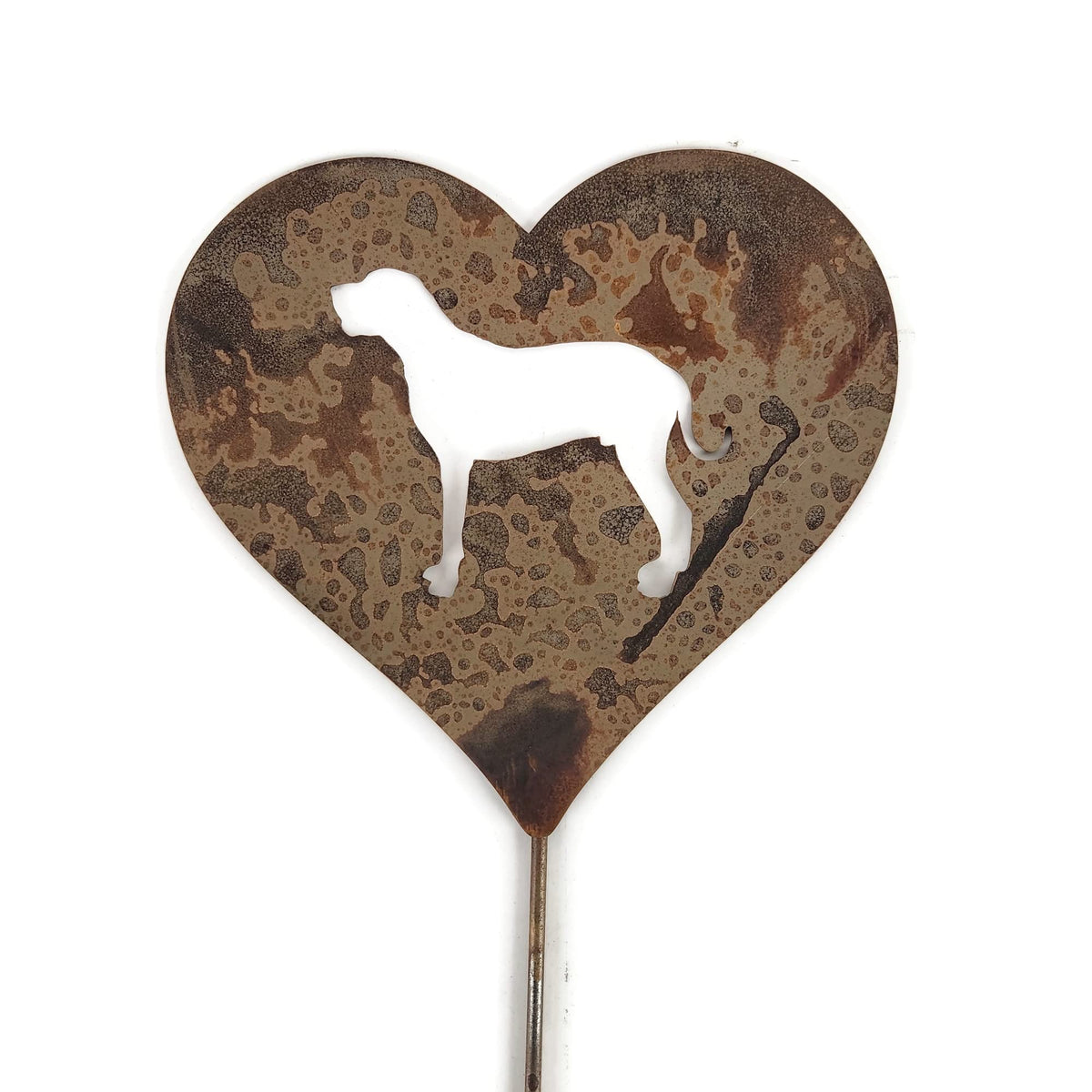 Pet Dog, Cat, Rabbit or Bird Keepsake Memorial Heart Garden Stake 20 to 28 Inches Tall (Large Heart, 28" Tall, Cross, Naturally Rusted)