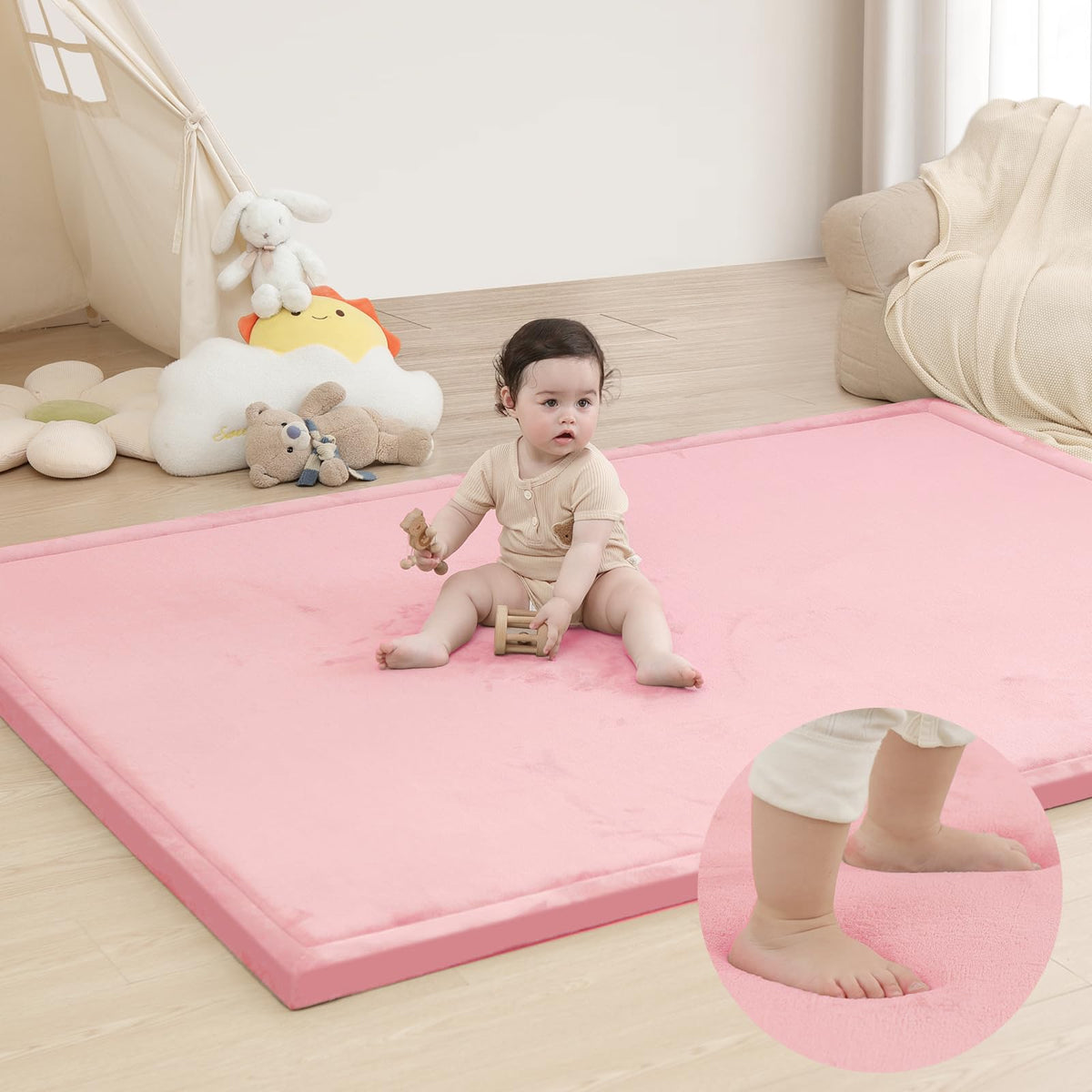 Huloo Sleep Large 1.3" Thick Baby Play Mat for Floor, 79"×59"(Dark Gray)