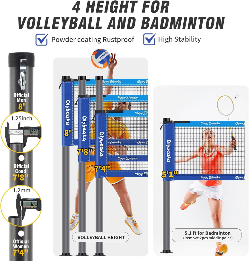 32FT Badminton Volleyball Combo Net Set System for Backyard Lawn Beach